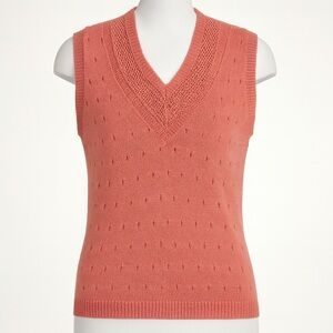 VTG Women’s Pink Cable Knit V-Neck Collar Sweater Vest – Preppy Academic Style